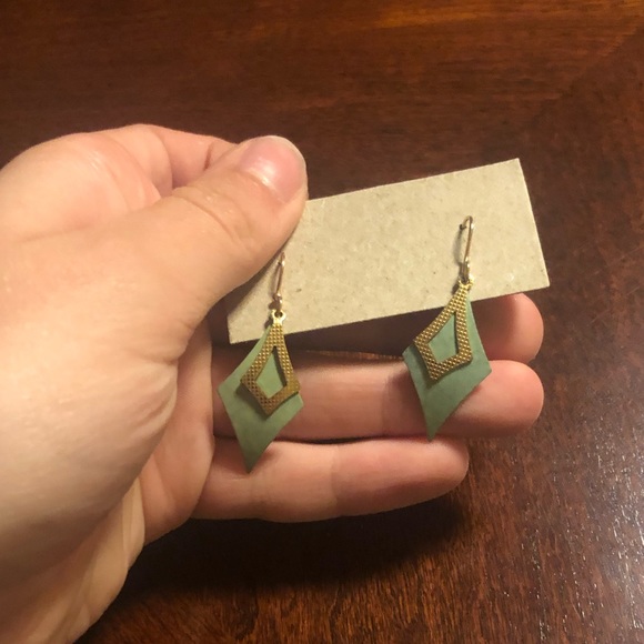 Costume Jewelry Dainty Sage Green Earrings - Picture 2 of 3